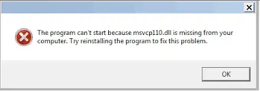 حل مشكلة نقص ملف Msvcp110.dll
