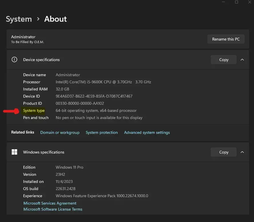 Screenshot-2023-11-11-201309 كيفية التحقق مما إذا كان Windows بنظام 32-بت أم 64-بت