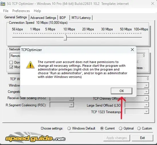 تشغيل TCP Optimizer تشغيل TCP Optimizer