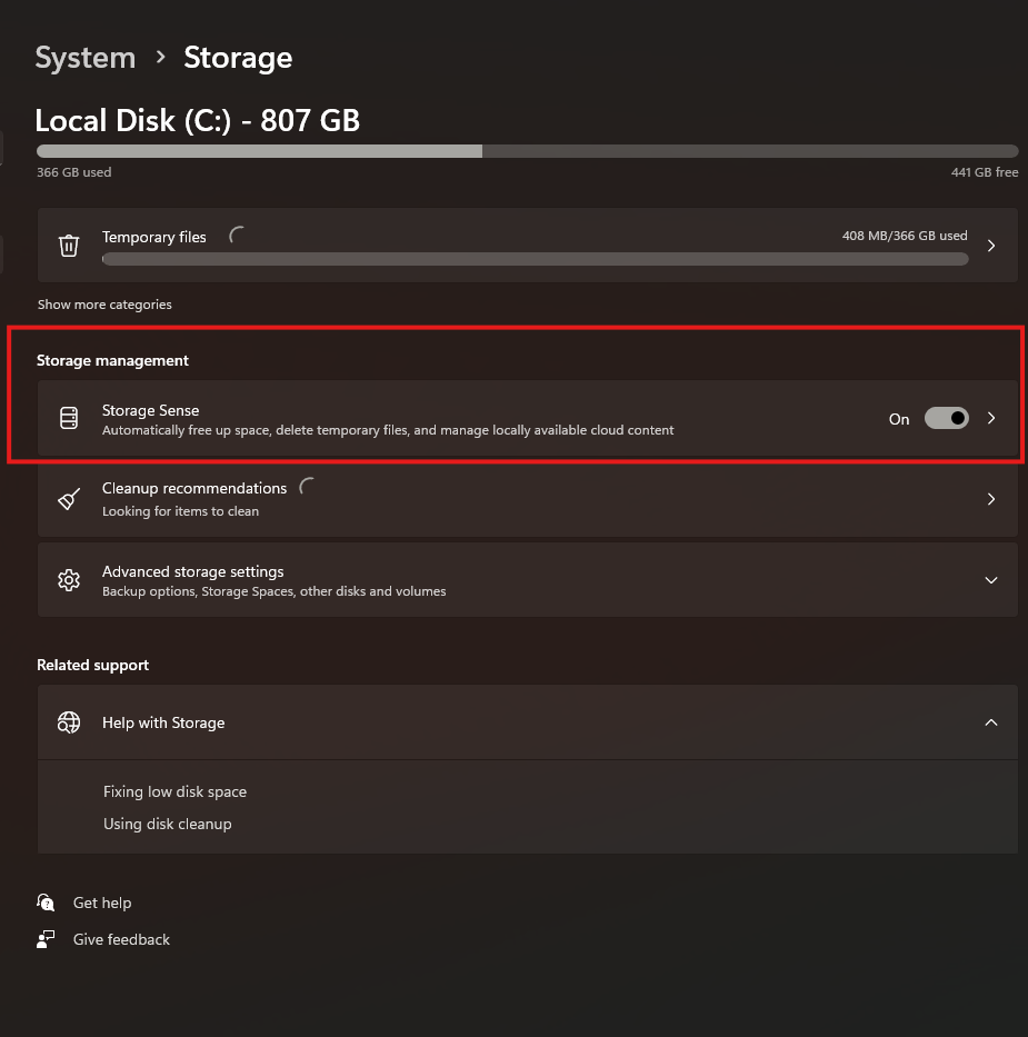 Storage Sense