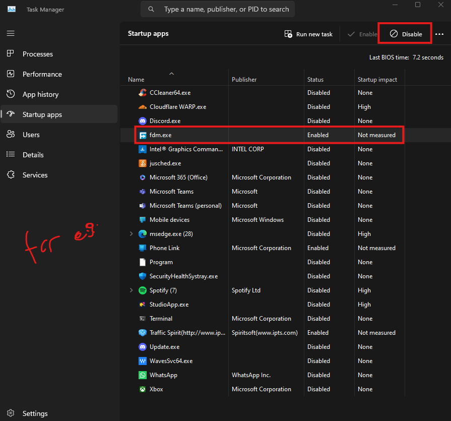 task manager Startup Programs