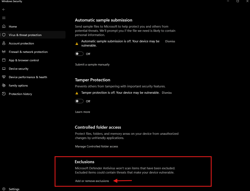 Add uTorrent as an Exception