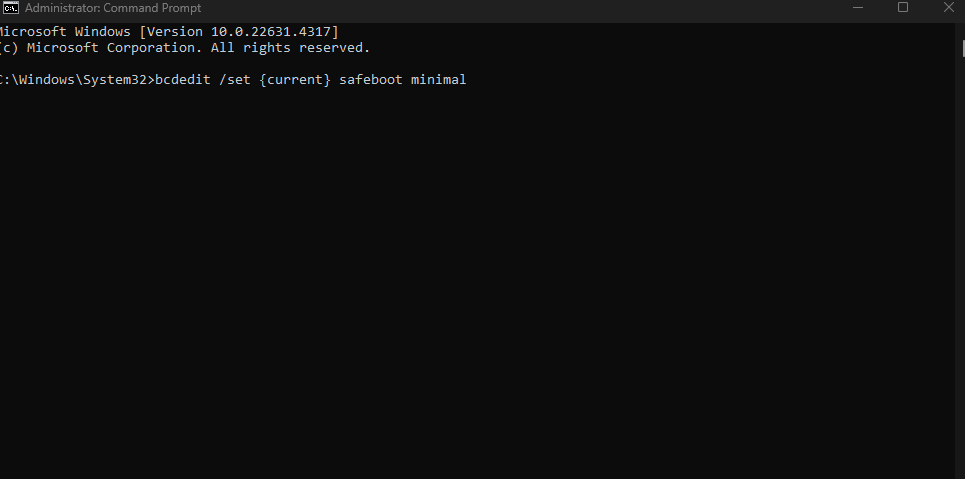 To enter standard safe mode (without networking):