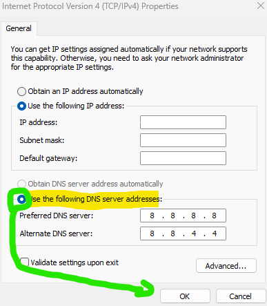 Set DNS Manually