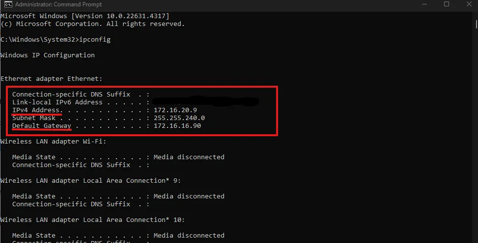 Find Your IP Address using cmd or command prompt